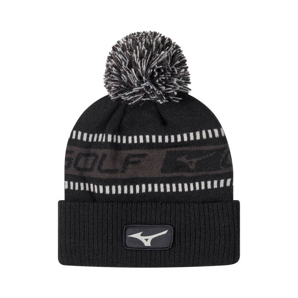 Mizuno Men's Tour Knit Pom Winter Hat Black/Grey (260345-CFK)